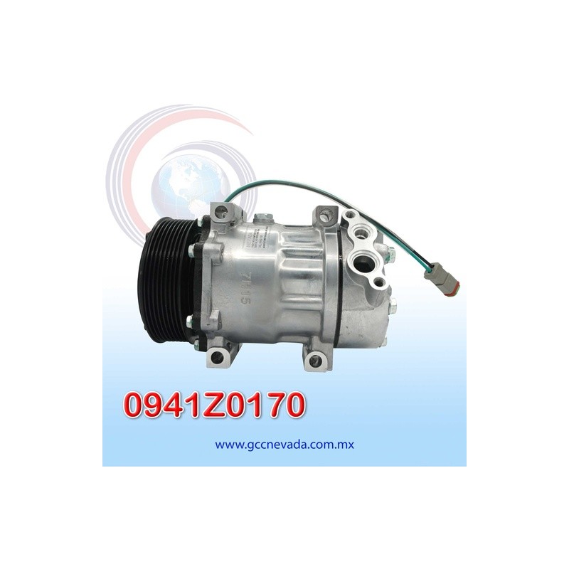 COMPRESOR 709 SD7H15 8295 SCANIA G410 AÑO 20/21 TOMA VERTICAL MUFFLER R-134-A T/P 8PK 120MM 24V NEVADA ASIA | GCC NEVADA